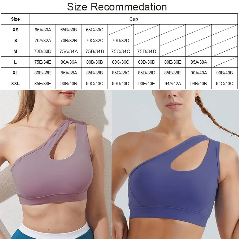 Sexy One Shoulder Yoga Bras Women Sports Top Crop Athletic Vest Push Up Underwear BH Sports Bra Sportswear Wire Free Gym Shirts