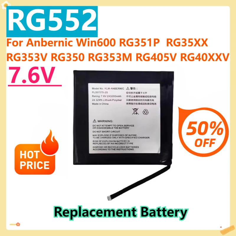 

For Anbernic Win600 RG351P RG35XX RG353V RG350 RG353M RG405V RG40XXV RG556 RG552 RG405M RG405 RG505 RG406V Replacement Battery
