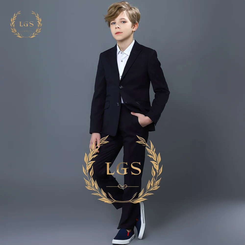 Black Suit Boys 2 Piece Suit - Perfect for Parties and Weddings, Handmade and Customizable with Elegant 2 Button Design