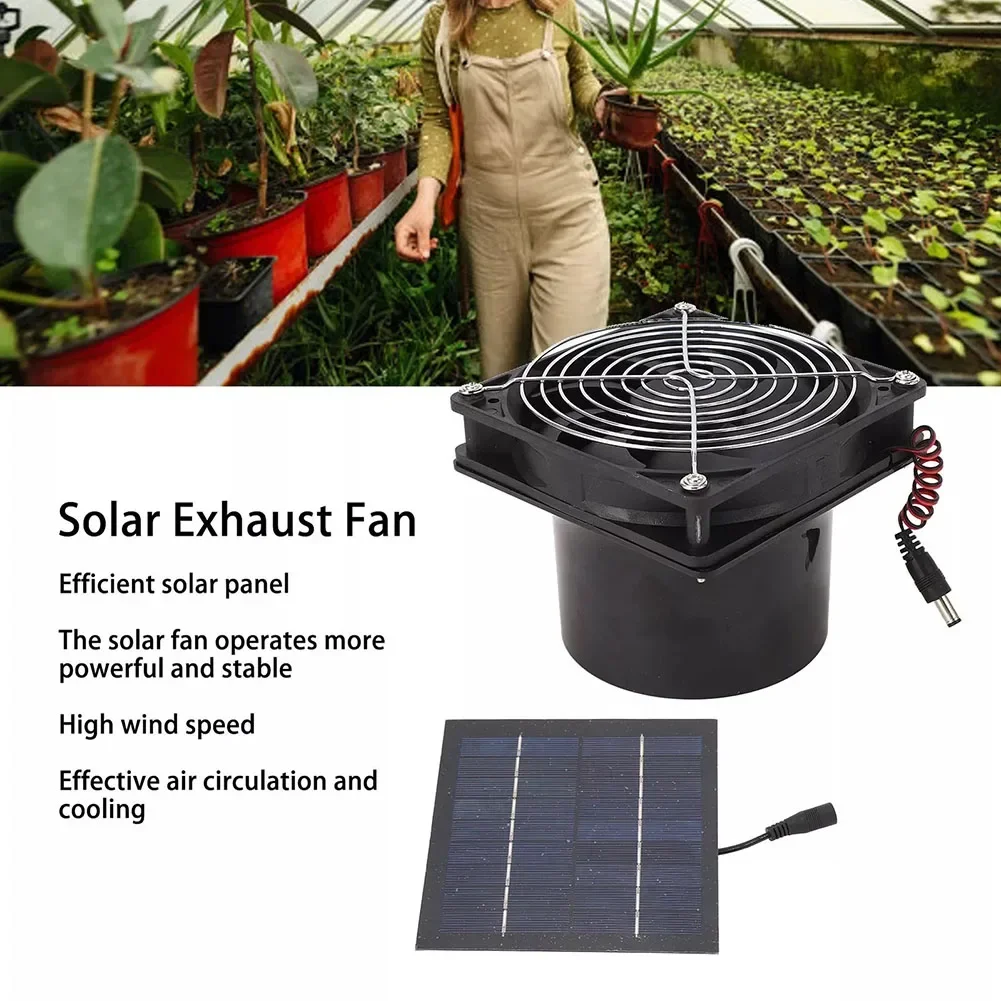 50W 5-12V Solar Exhaust Fan Solar Panel Monocrystalline Silicon PET  For Outdoor Cooling Kitchen Greenhouse Pet House Attic Barn