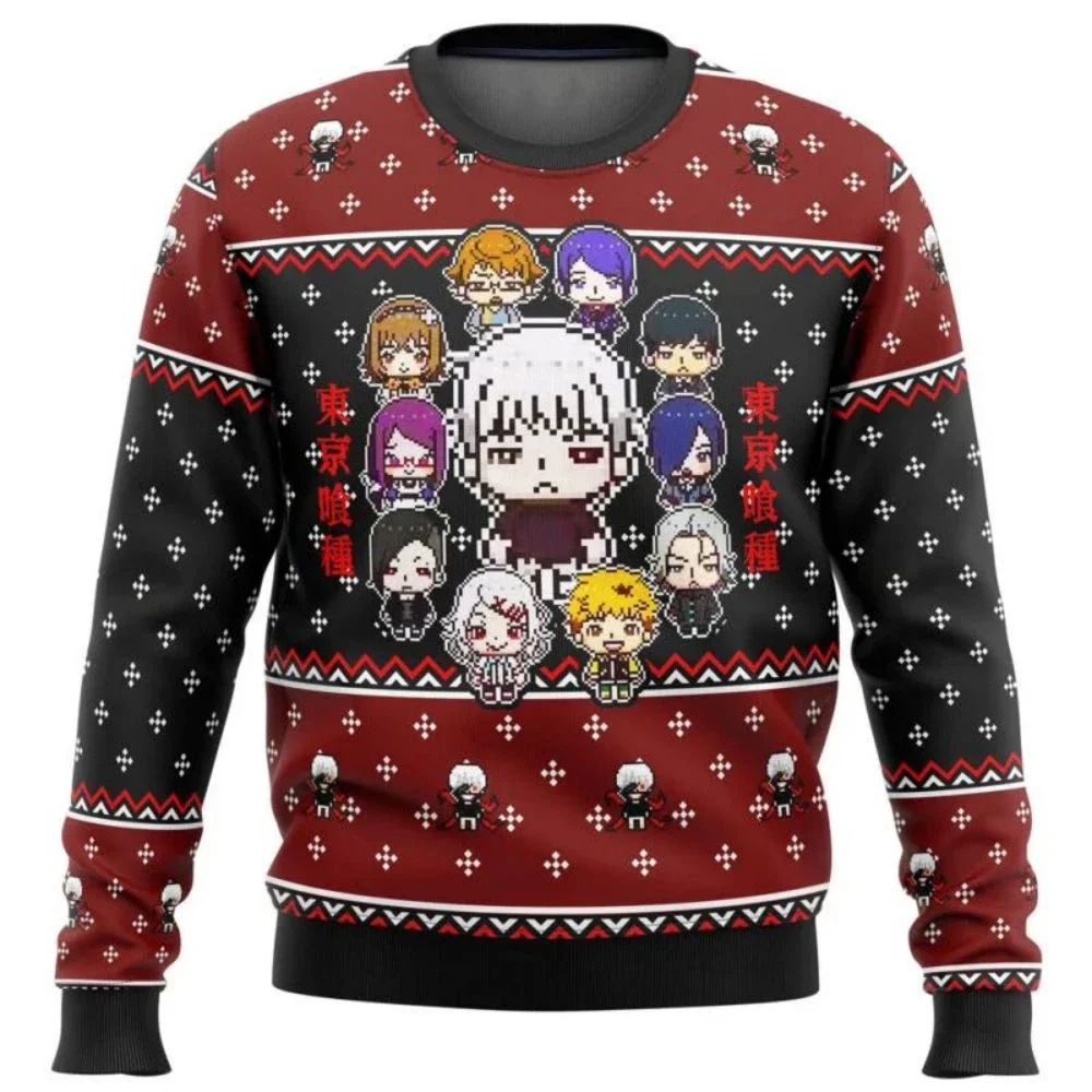 2024 New Tokyo Ghoul Trust Ugly Christmas Sweater Gift Santa Claus Pullover Mens Oversized  3D Sweatshirt Thick Long Sleeves