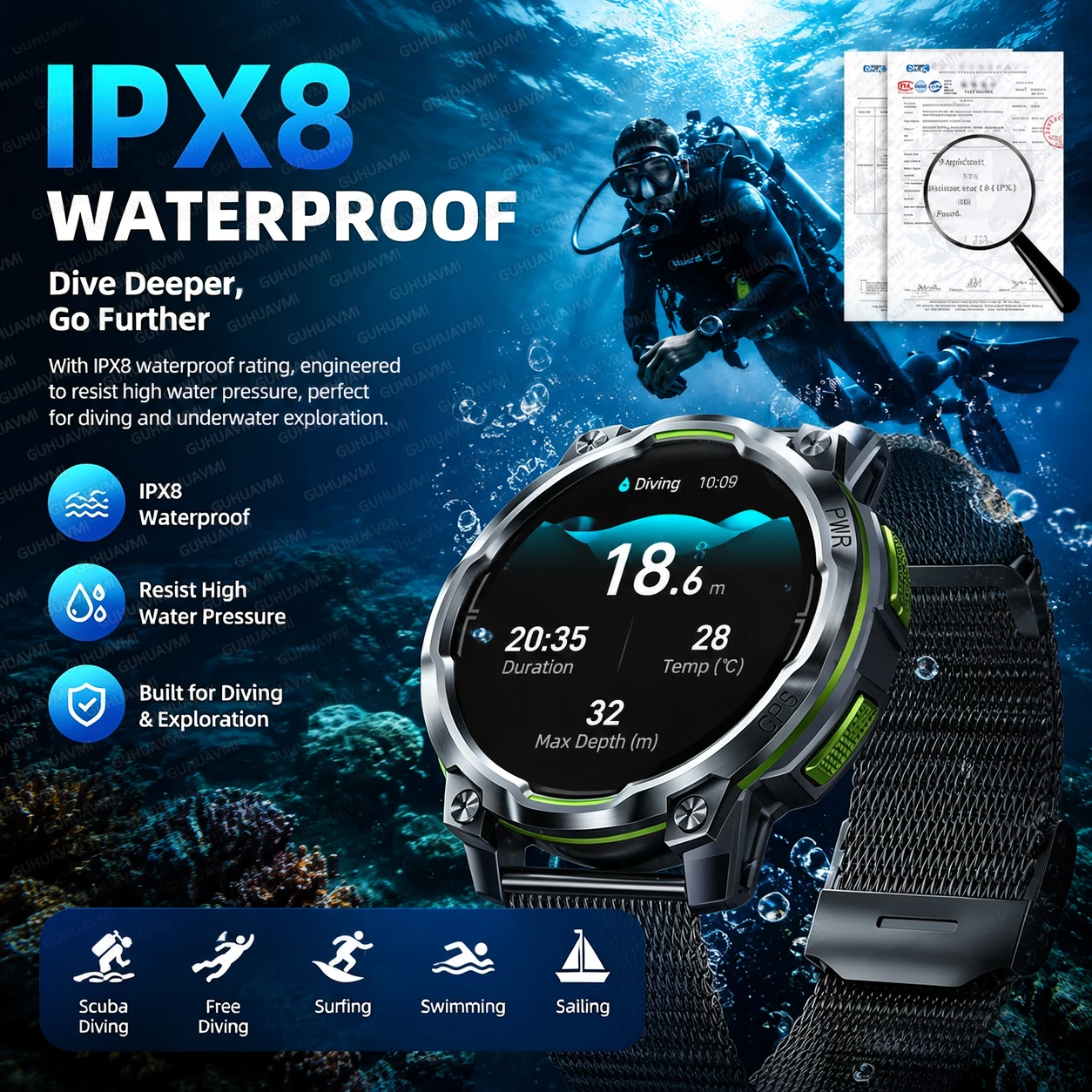 New GPS Map No Signal Navigati - Altimeter Compass Watch ulasan dan harga