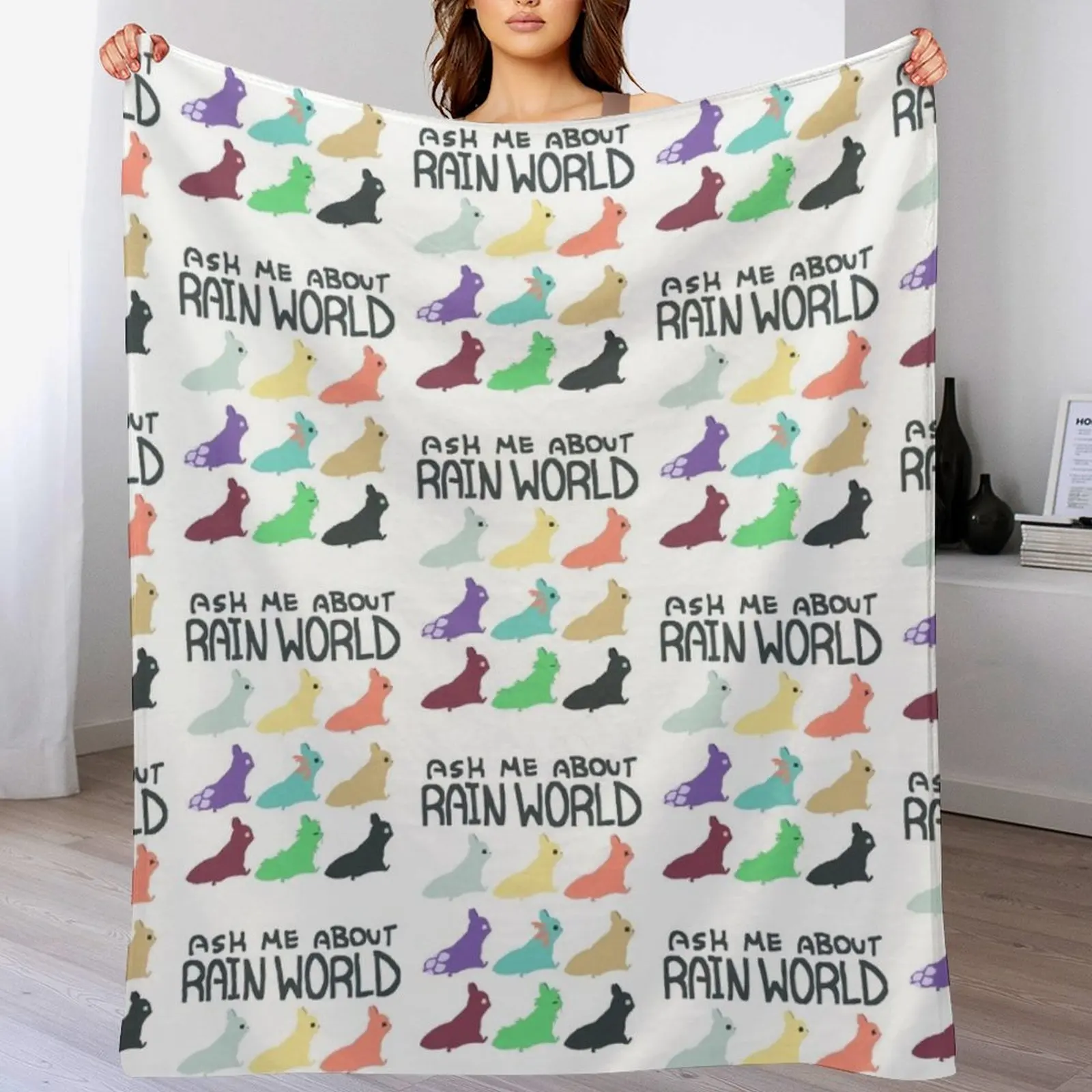 Ask me about rain world Throw Blanket Modern Design Soft Blanket for Home Decor