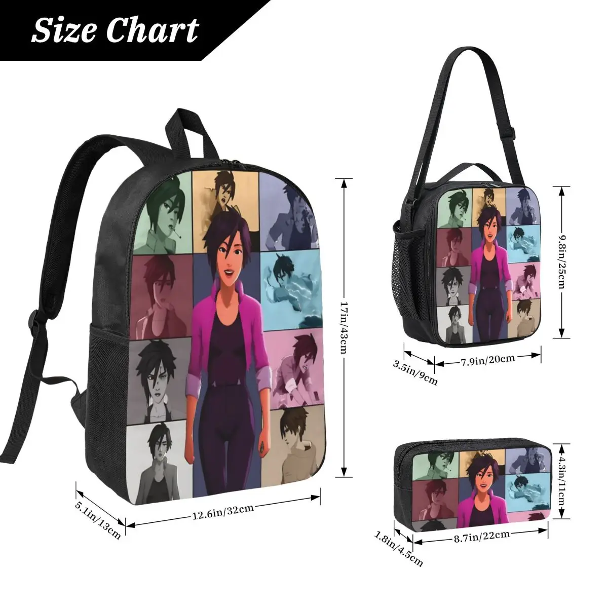 3Pcs Dispatch Invisigal Eras Tour School bags Set for Kids Pen Bags Backpack Sets with Lunch Box For School Students Knapsack