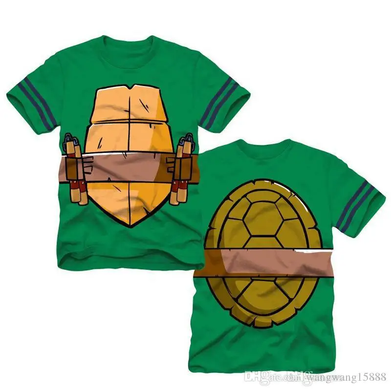 Turtle Cosplay kaus Hip Hop pria dan wanita, atasan kasual kerah bundar lengan pendek kepribadian motif 3D