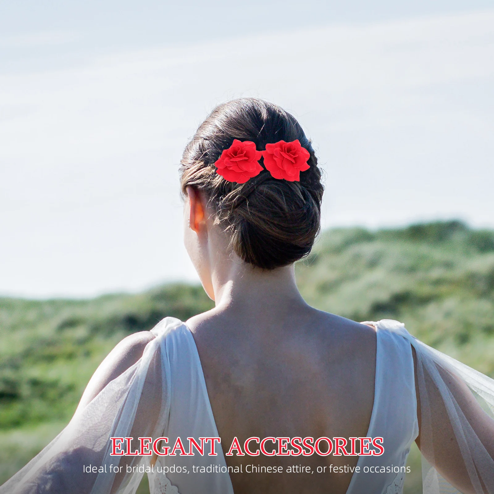 

6 Pcs Rose Tray Hair Accessories Flower Clips for Women Elegant Flowers Hairpins Dance Ancient Style