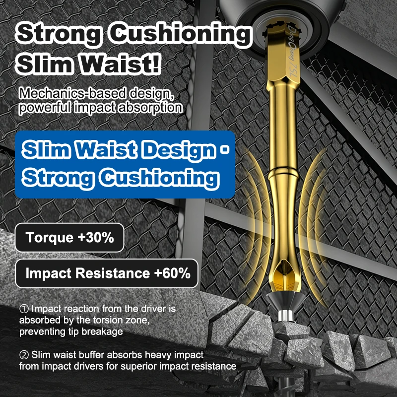 Phillips Bit Anti Slip Teeth PH2 Screwdriver Bit Magnetic Titanium TS2 Hex Shank Impact Resistant 25 50 65 75 100 150mm Tool