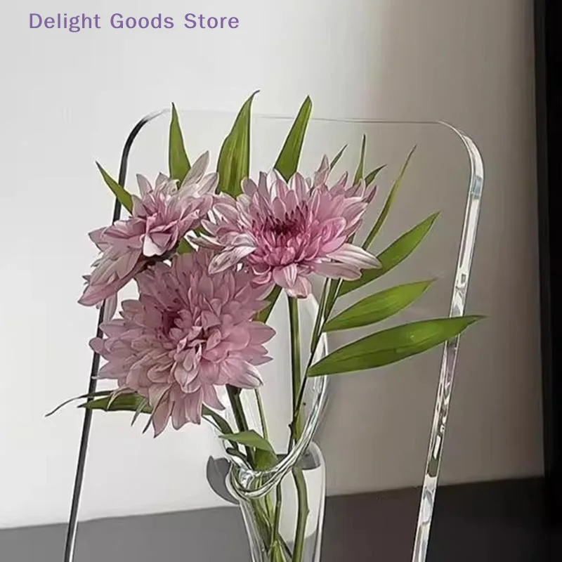 【D】Rahmenförmige Blumenvase – transparente Acrylvase für Blumen, moderne Kunstvasen für die Inneneinrichtung, dekorative Vasen für Schreibtische und Bücherregale