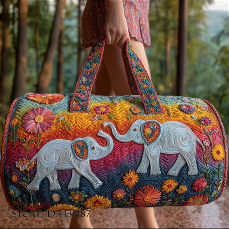 Adjustable Strap Quilted Duffle Bag 3D Printed Quilting Craft Sports Gym Bag Large Capacity Short-Distance Handbag Tote Bags
