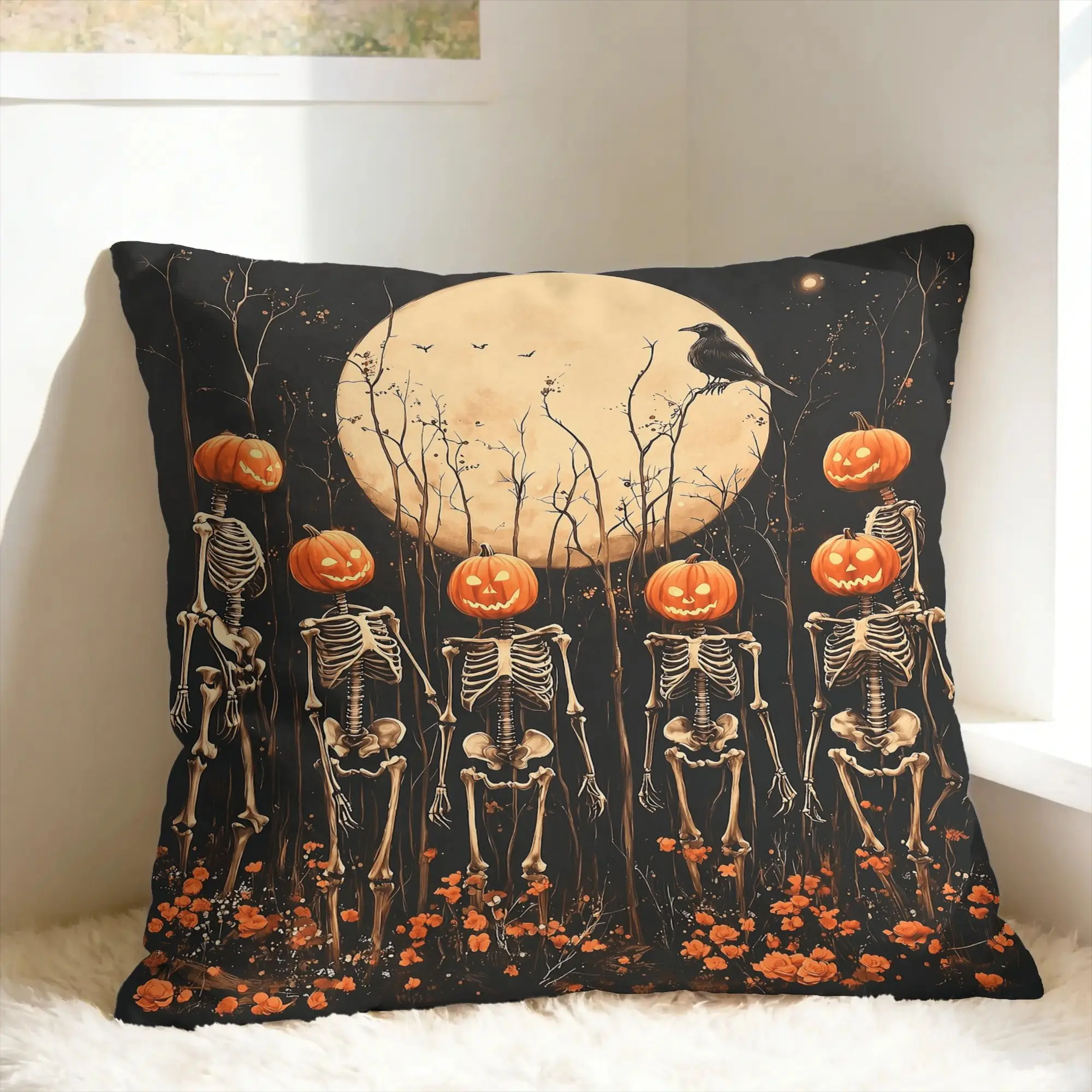 Pillow Case Introvert Skeleton Halloween Comfy  Pillow Cover For Living Room Chair Funny Pillowcases