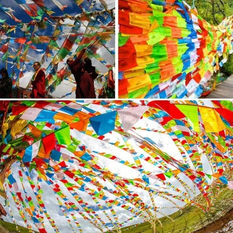 20 Sheets Religious Flags Tibetan Buddhist Supplies Color Print Prayer Flag Tibet Banner Garden Flags view 5