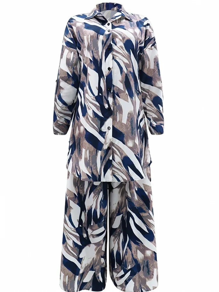 Conjuntos de 2 piezas para mujer, conjuntos estampados a juego, Tops y pantalones, trajes, ropa de verano y otoño, novedad de 2024