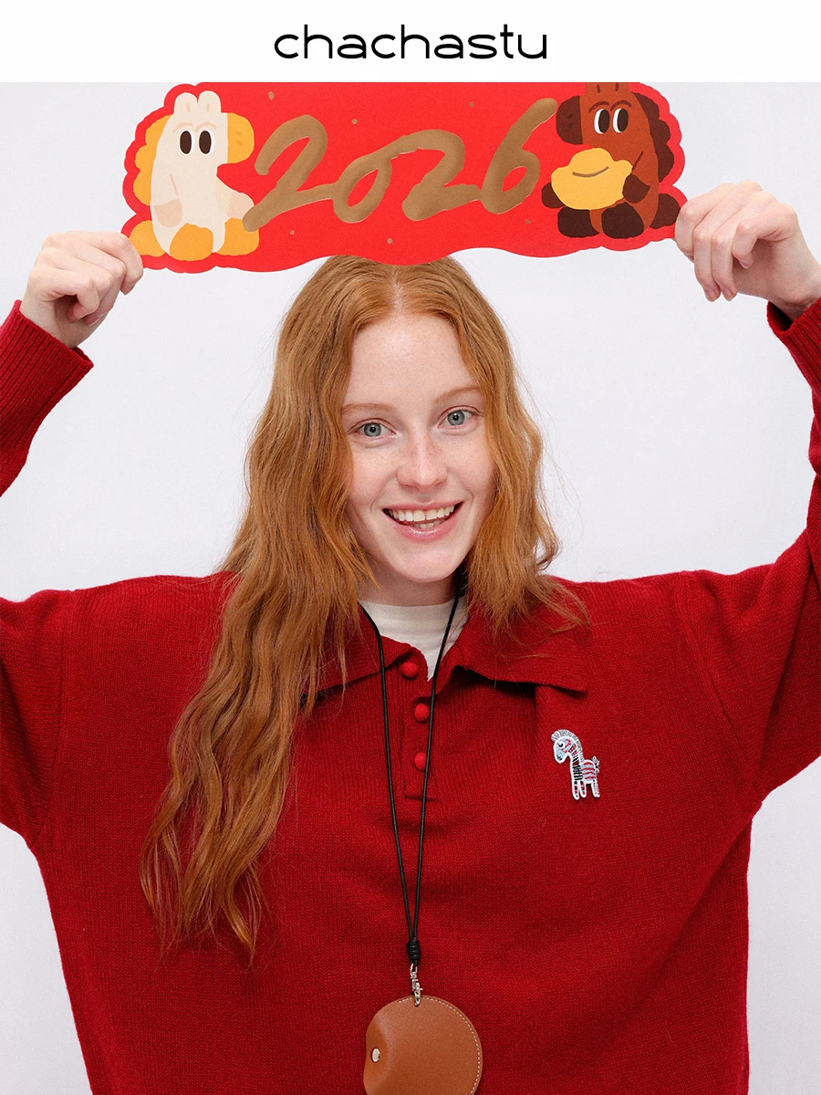 

Классический свитер CHACHA для женщин: мягкий, уютный, с вышивкой, модный, повседневный, с длинными рукавами, для зимы и Нового года