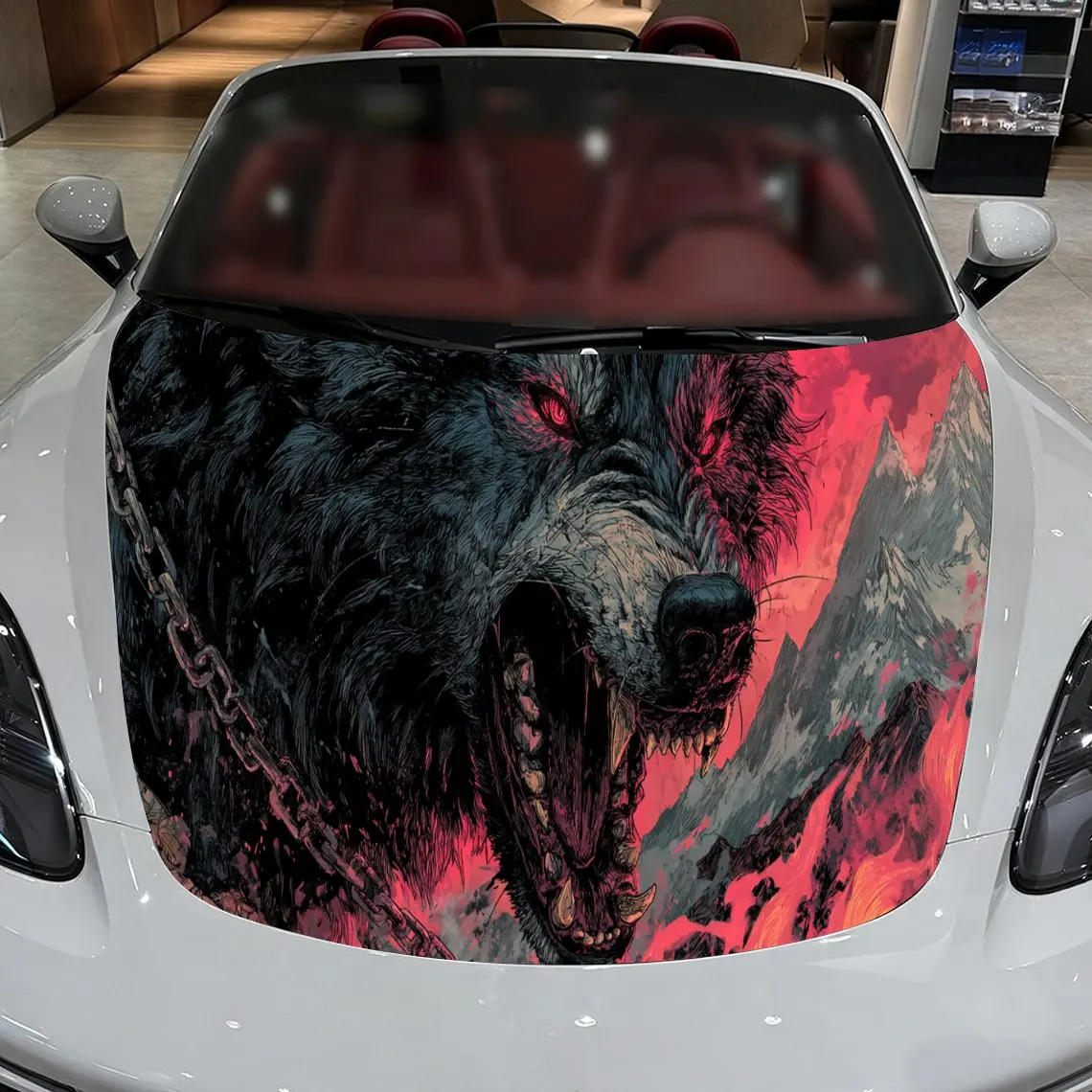 

Fire Fiery Wolf Car Hood Stickers - Self-Adhesive, Waterproof and Durable Vinyl Wrap, Decorate And Protect Your Car - The Gift F