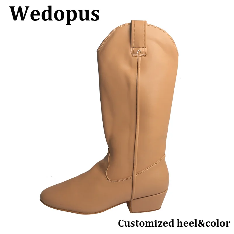 

Wedopus цветные ковбойские танцевальные ботинки для женщин из микрофибры светло-коричневого цвета, замшевые танцевальные ботинки с подошвой, полусапожки 3 см