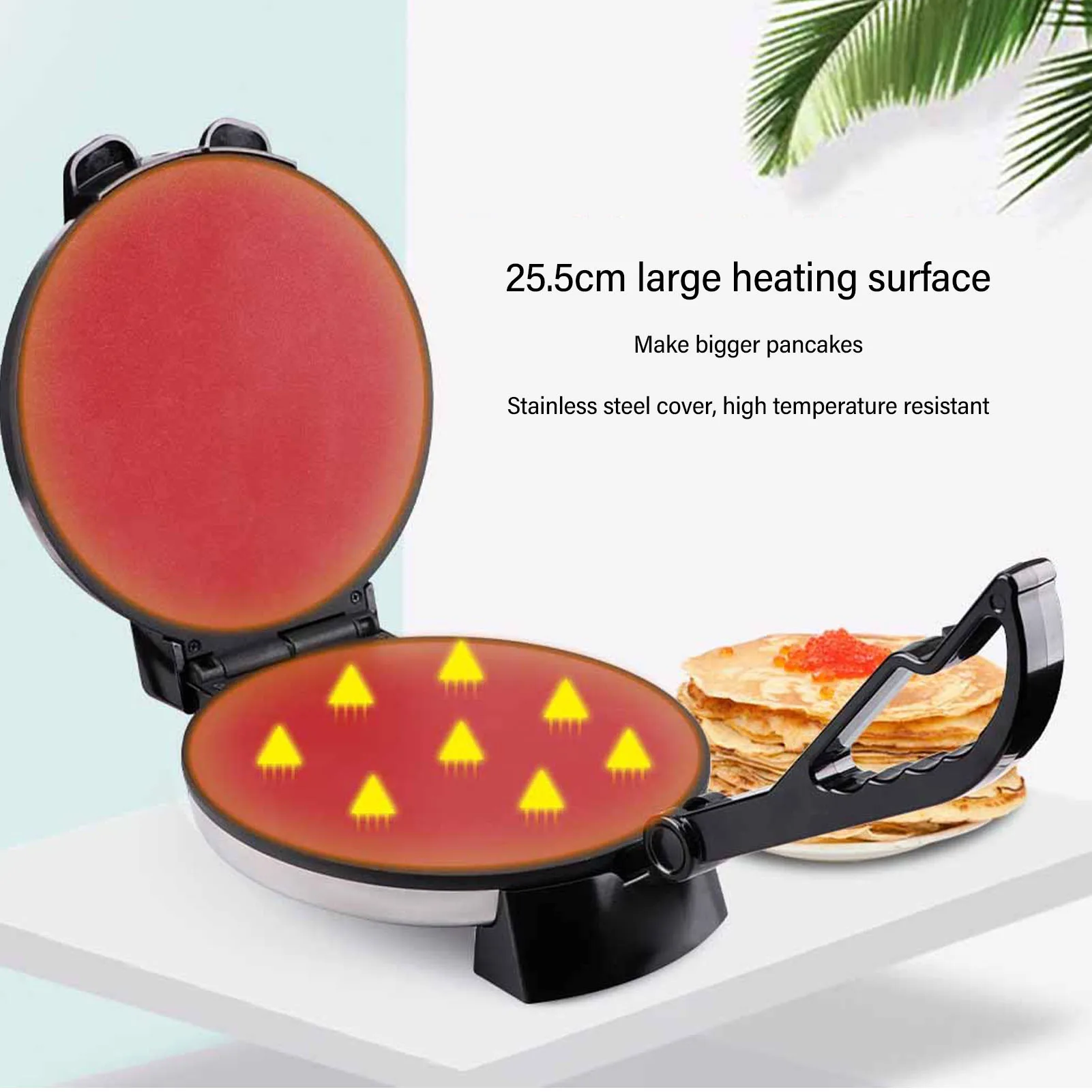 Electric Tortilla Maker 10in Knob Temperature Control Anti Stick Roti Maker Machine with Stainless Steel Cover Pizza Machine