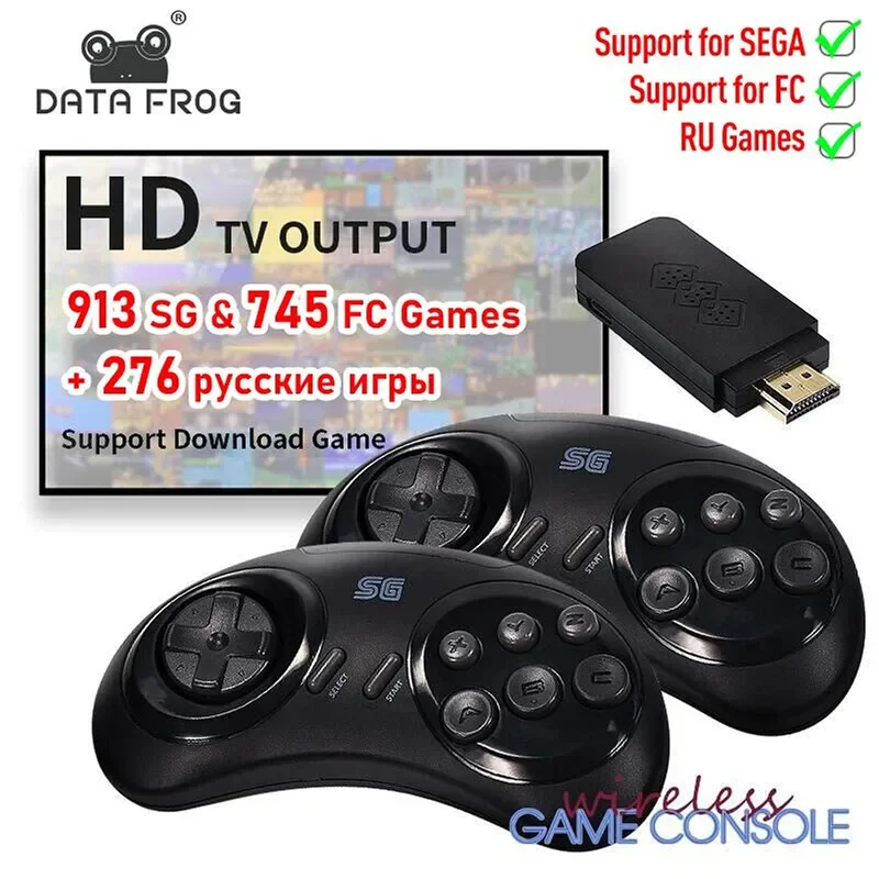 DATA FROG Wireless Game Console for Sega Genesis, Game Stick, HDMI-compatible, 900 + Game for Sega Mini/Mega Drive, 16 Bit, MD