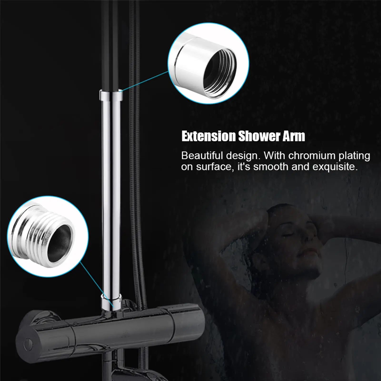 Stainless Steel Extension Shower Arm - 4/6/8/10in Extender Tube for Shower Head