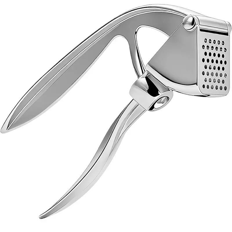 

ABBN-Garlic Press - Rustproof, Dishwasher Safe, Heavy-Duty Metal Mincer With Ergonomic Handle, Easy To Clean (Silver)
