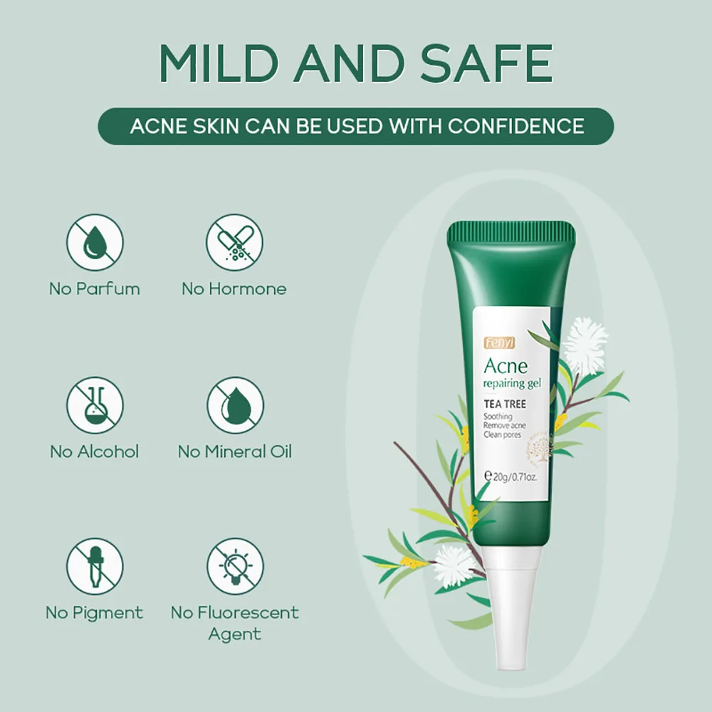 

FENYI 20ml Tea Tree Blemish Gel, Natural Acne Treatment for Oily Acne Prone Skin, Soothing Hydrating Pimple Remover Face Care