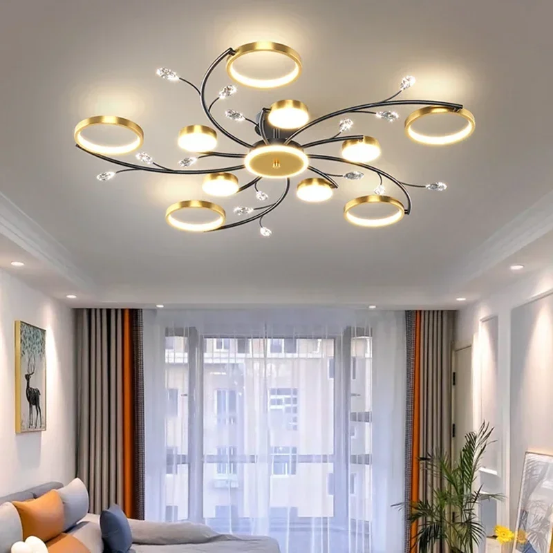 Modern Nordic Black Gold Ceiling Light Creative Luxury LED Ceiling Lamps House Decoration Living Room Decoration Light