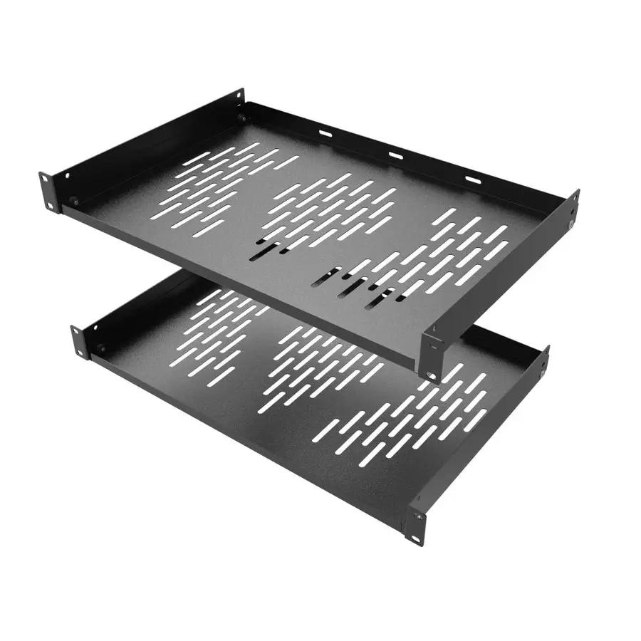 

2 шт. 1U серверная полка, подходит для 19 стеллажей и шкафов сетевого оборудования, вентилируемый консольный лоток, глубина 12 дюймов,
