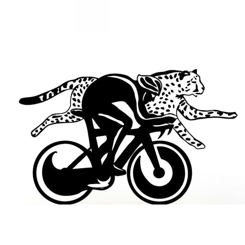 Racing African Cheetah and Bike Stickers High Quality Car Decoration Personality Pvc Waterproof Decals Black/white, 20cm*12cm