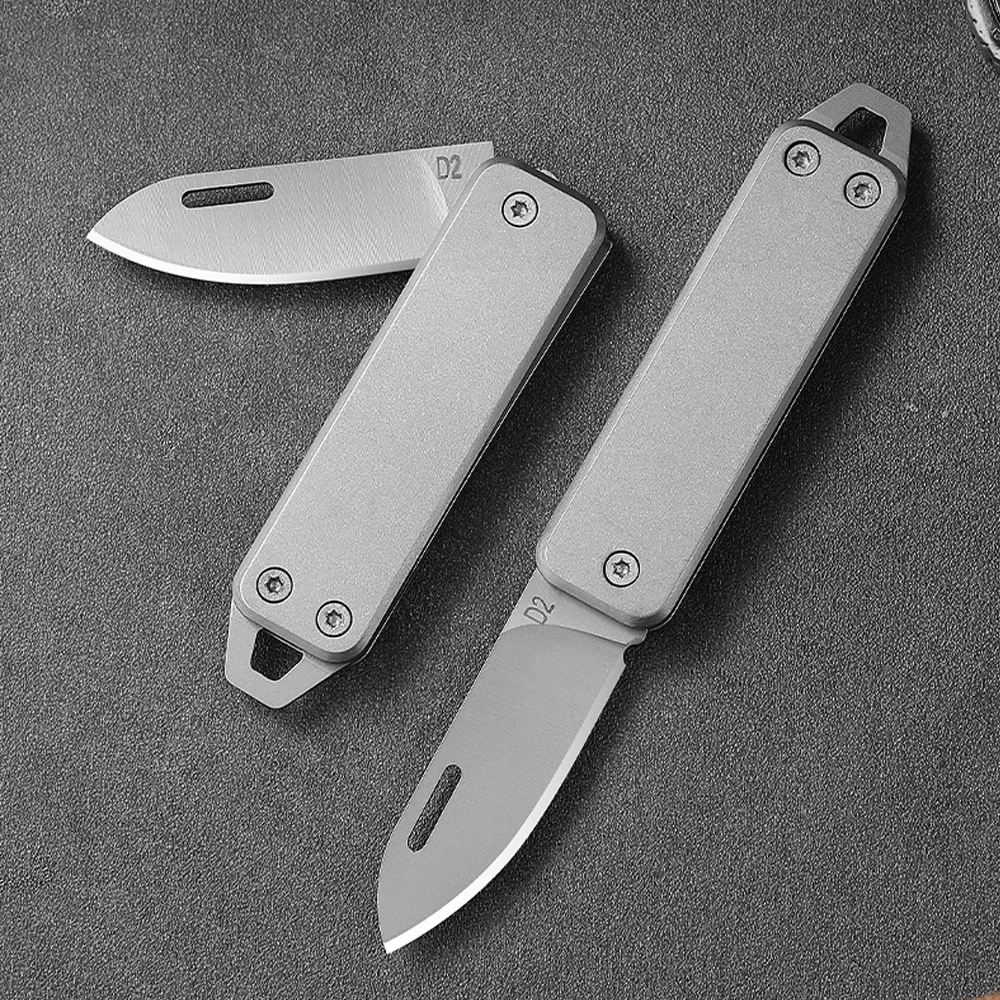 Caressolove D2 Mini Folding Keychain Knife EDC Survival Gadgets Self-defense Stainless Steel Pocket Utility Knife Box Cuter