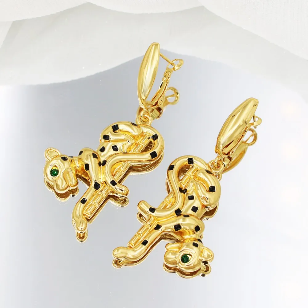 Luxury 18K Gold Plated Big Jewelry Set Leopard Necklace Chunky Bangle Bracelet Animal Shape Earring Ring Dubai Jewelry Gift 2025 view 3