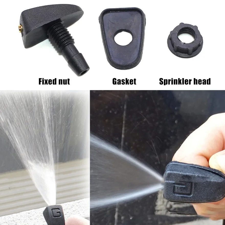 2 Pcs/Set Car Universal Front Windshield Wiper Nozzle Jet Sprayer Kits Sprinkler Water Fan Spout Cover Washer Outlet Adjustment