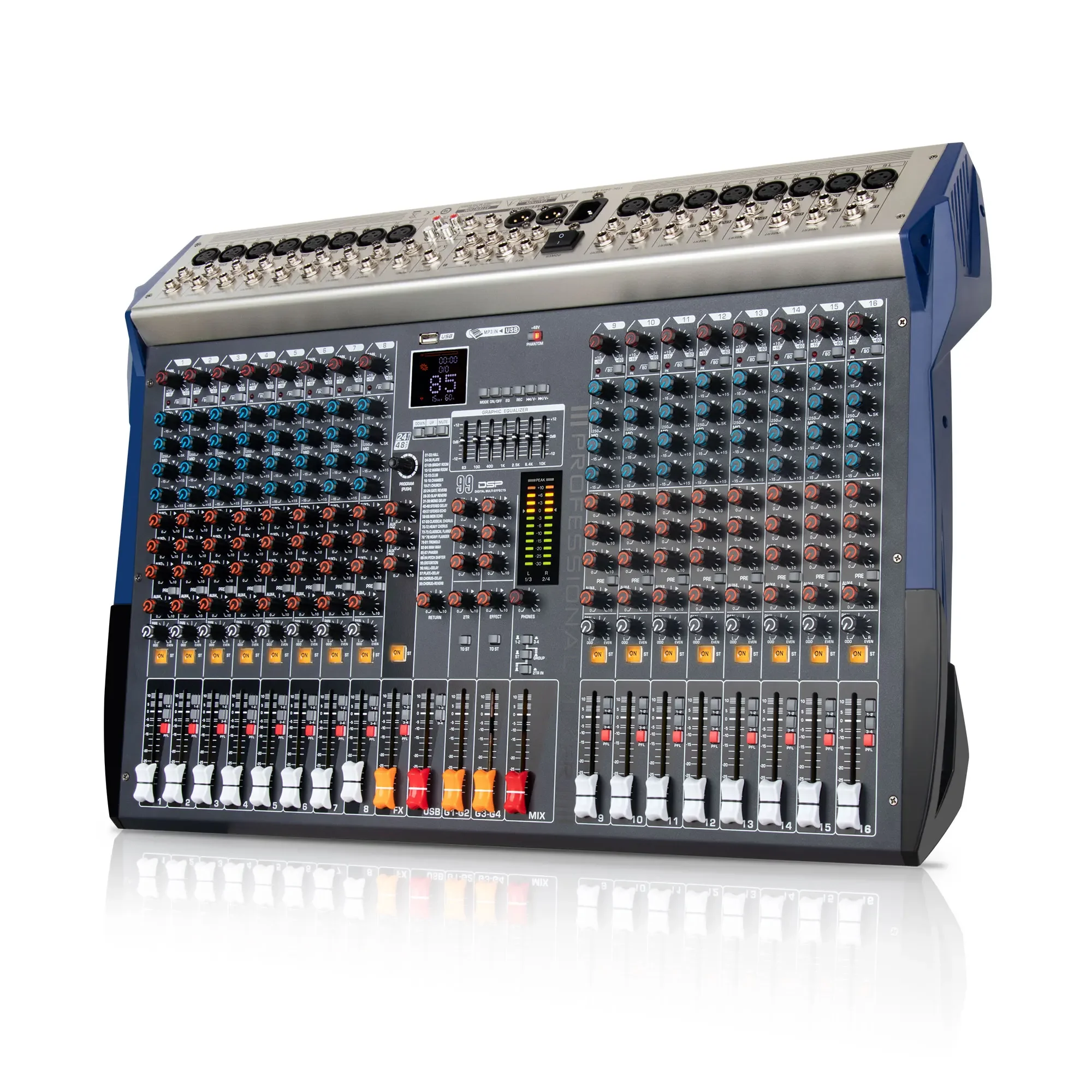 

Factory OEM 16 Channel Professional BT Mixer 99dsp USB Recording Monitor Mixing Console Dj Controller Stage Studio Equipment