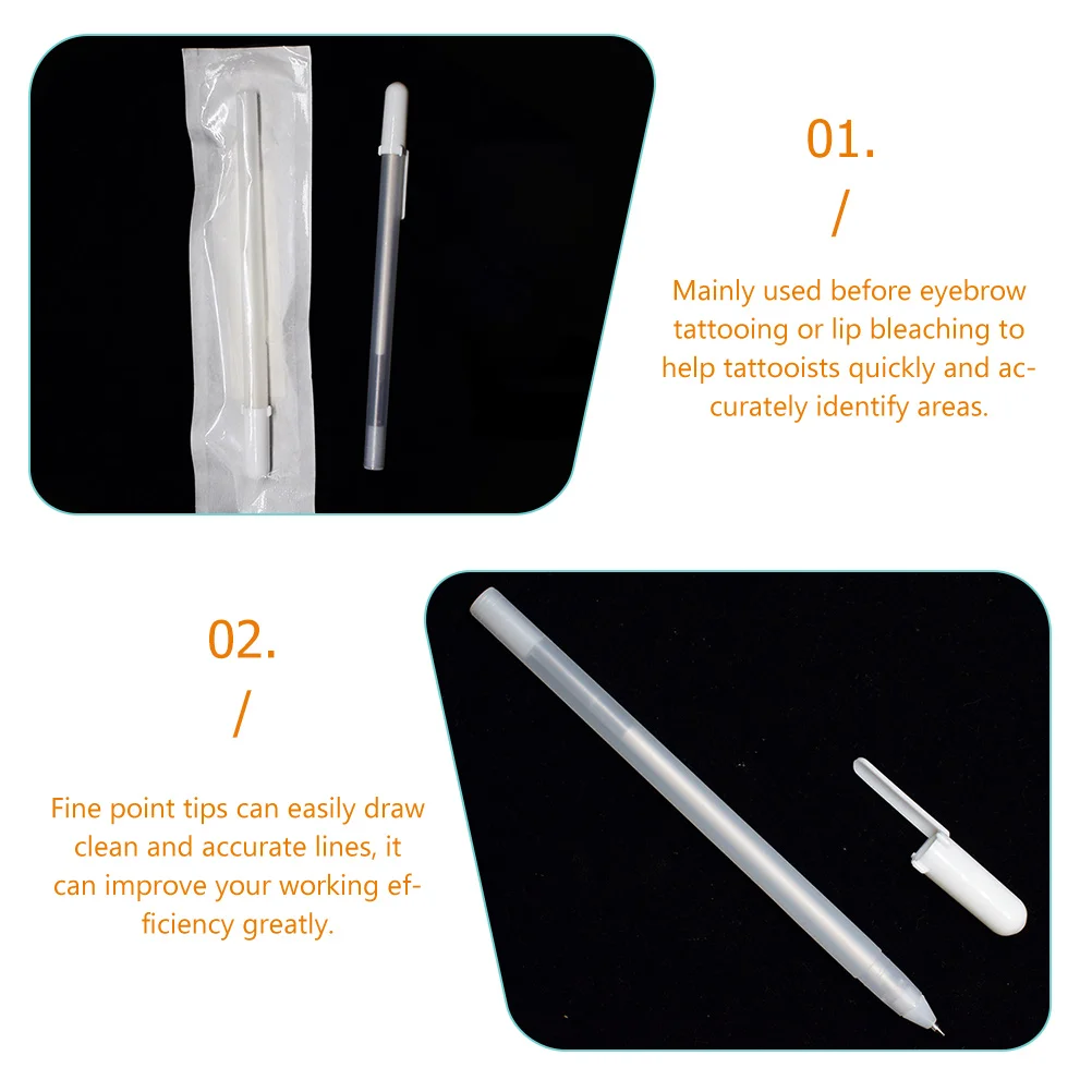 

3pcs Eyebrow Tattoo Positioning Pen Skin Marking White Mapping Marker Shaping Fine Tip Professional Brows Design Tools