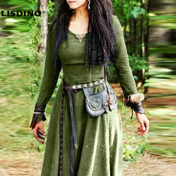 

1Viking Ranger Elven Women's Celtic Viking Halloween Carnival Masquerade Performance Halloween LARP Adults' Dress All Seasons
