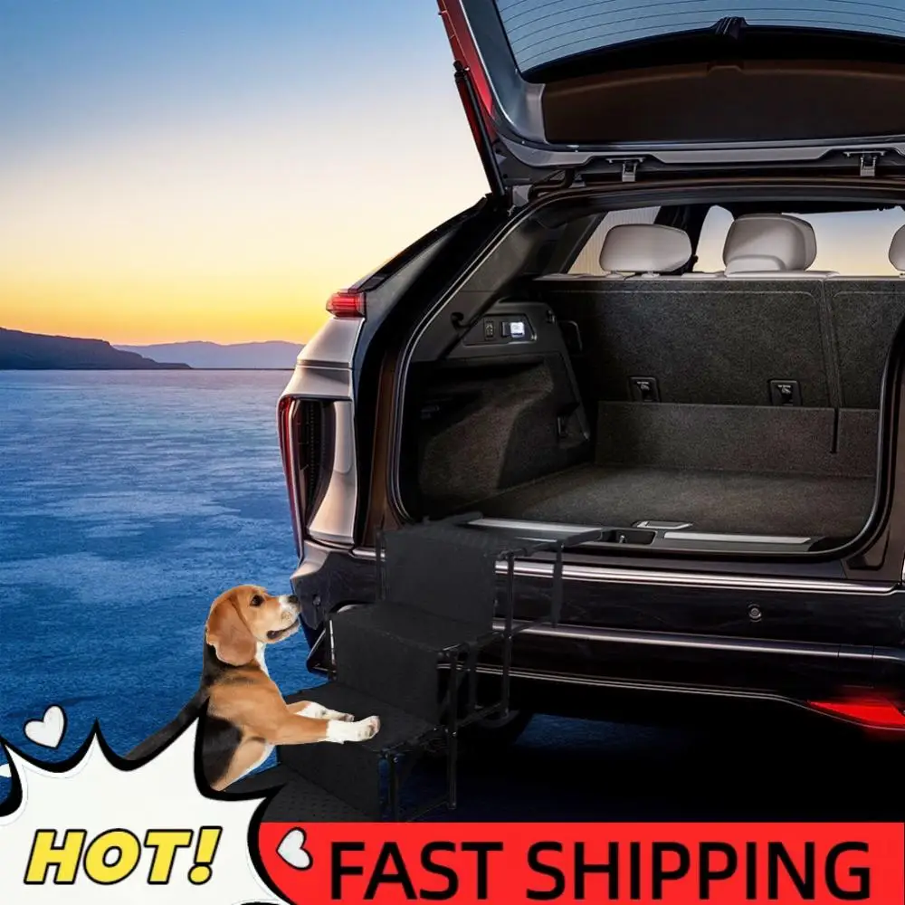 

5-ступенчатая складная опора для лестницы для домашних животных с нескользящей поверхностью, автомобильная рампа для собак, поддержка большой собаки до 150 фунтов для автомобилей и внедорожников