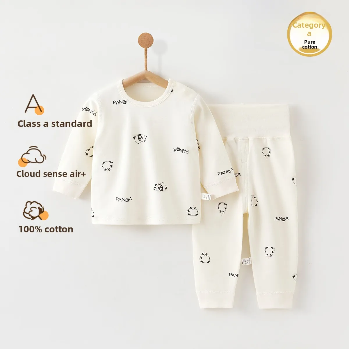 Baby Cotton Pajama Set Soft Comfortable Long Sleeve High Waist Sleepwear for Infant Boys Girls Separates