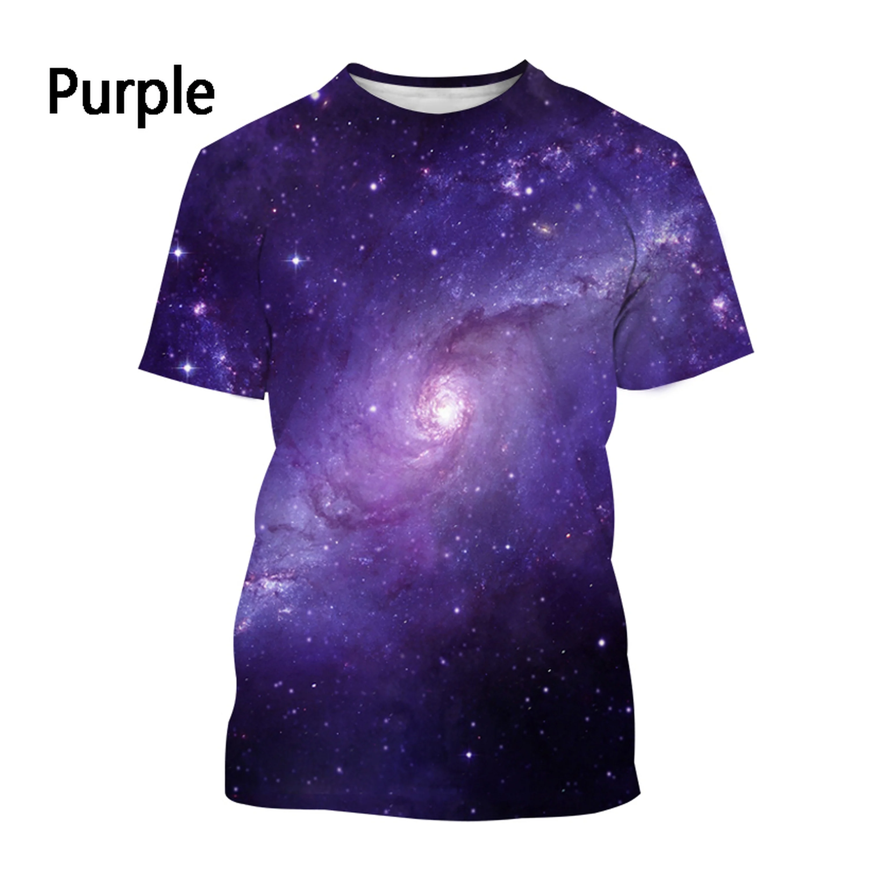 تي شيرت رجالي مطبوع عليه سماء مرصعة بالنصر ثلاثي الأبعاد ، تي شيرت غير رسمي بأكمام قصيرة للسيدات ، موضة الصيف ، جديد
