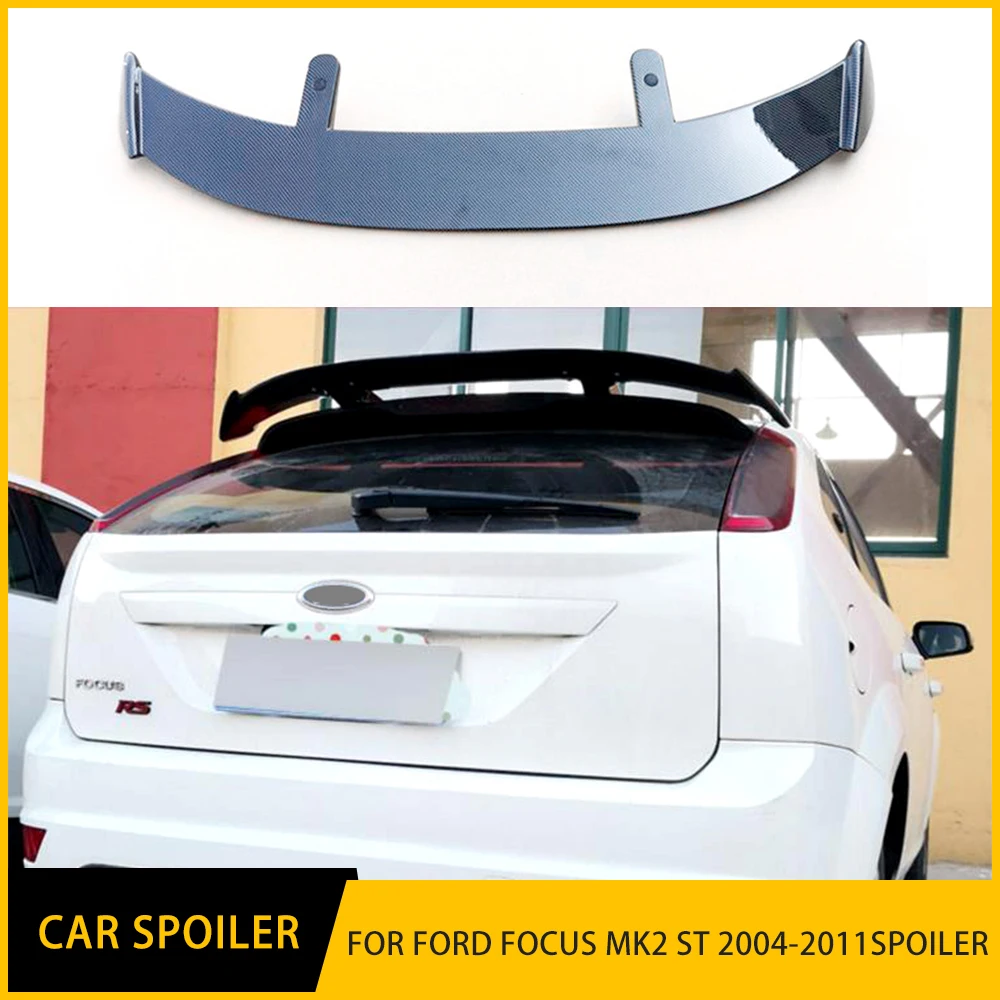 For FORD FOCUS Black/Carbon Fiber Look Car Rear Roof Lip Spoiler MK2 ST 2004-2011 Car Rear Trunk Spoiler Lip Boot Wing Lip