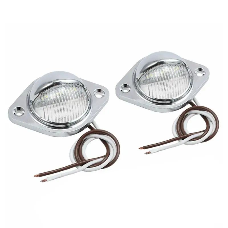 

2 шт., хромированные светодиодные фонари для номерных знаков, универсальные лампы для автомобилей, грузовиков, внедорожников, прицепов, фургонов, караванов, 12 В-24 В, 0,06 А, новинка
