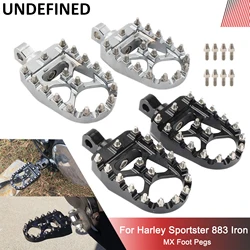 MX Foot Pegs Motorcycle Wide Fat Footpegs Bobber 360 Roating Rear Footrests For Harley Dyna Fatboy Sportster Iron 883 Street Bob
