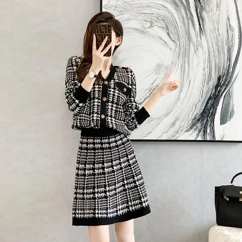 Winter Women Dresses Set Fashion Casual Long Sleeved Sweet Girl Style Temperament Commuting Dress