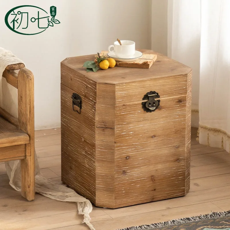 American country sofa square several bed and breakfast shooting decorative props sofa retro old storage box living room coffee t