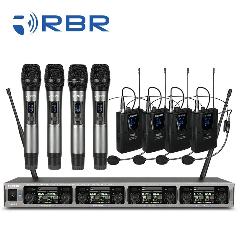 Digital circuit bm7078 uhf 8 channel 600 frequency handheld headset Wireless Microphone Mic System for church event