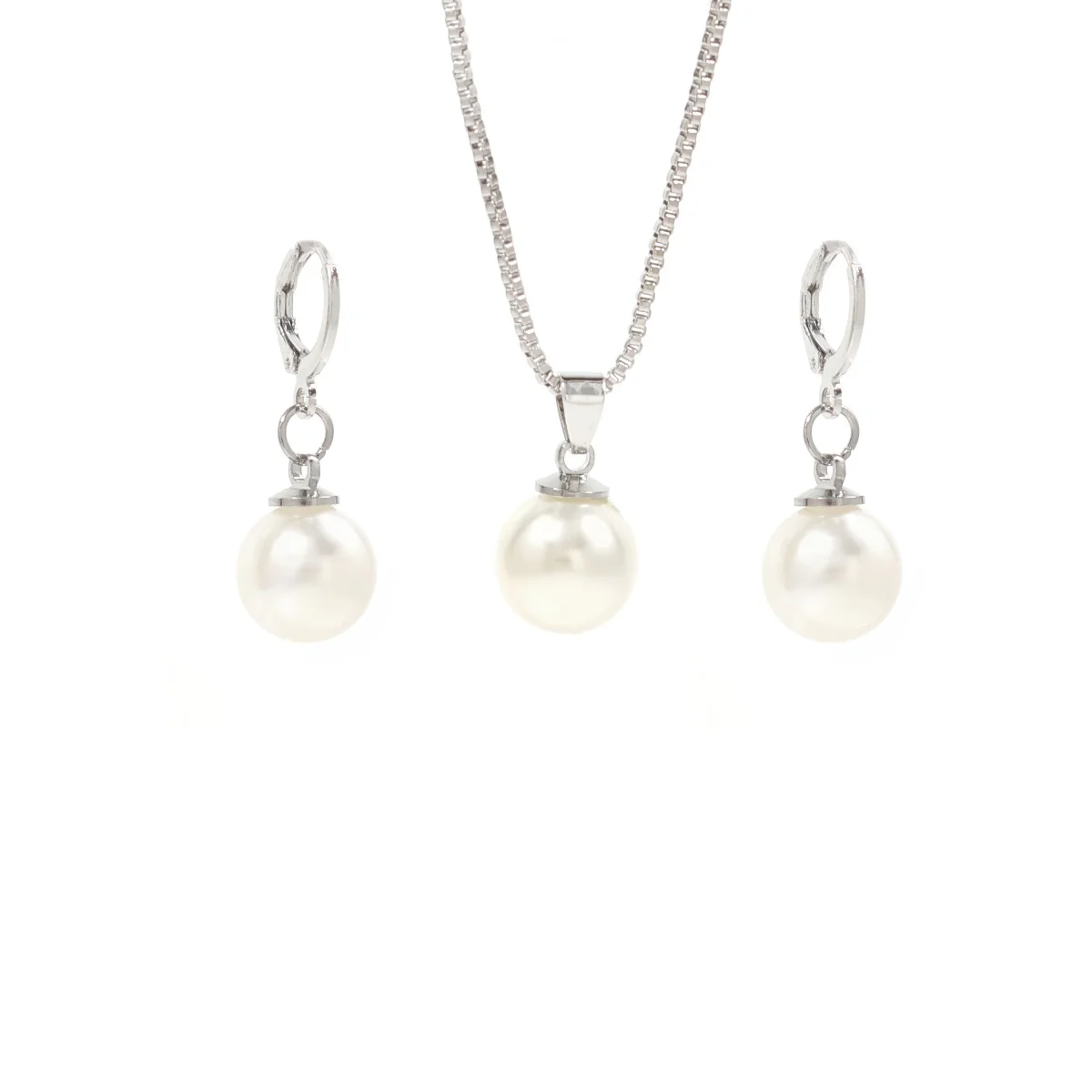 Trendiges Klassisches Elegantes Einzel-Perlen-Schmuckset Halskette Ohrringe für Mädchen Frauen Vielseitig Täglich Formelle Anlässe Geschenk