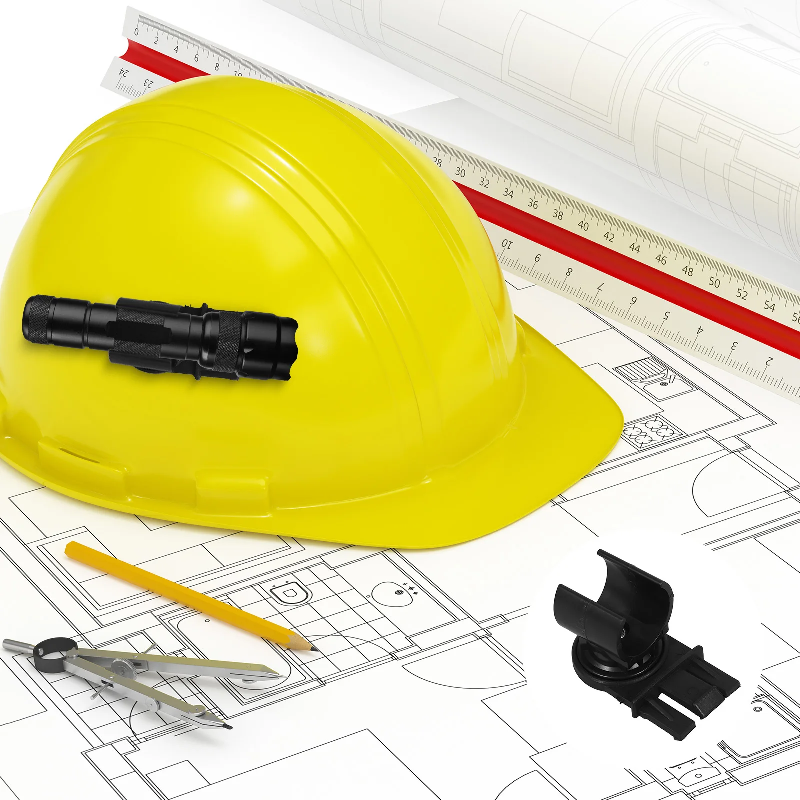 

Hard Hat Light Clip Side Holder Portable Hardhat Clip Flashlight Mount Holder for Night Work Outdoor Use