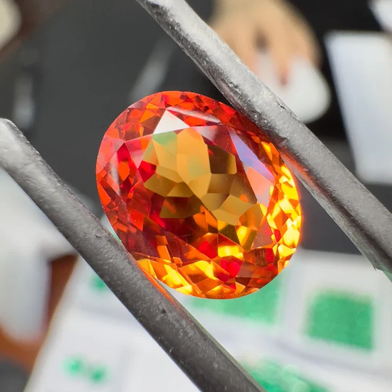 Lab Grown Sapphire Orange Color Oval Cut Najwyższej jakości koraliki z kamieni szlachetnych do wyrobu biżuterii Certyfikat AGL do wyboru