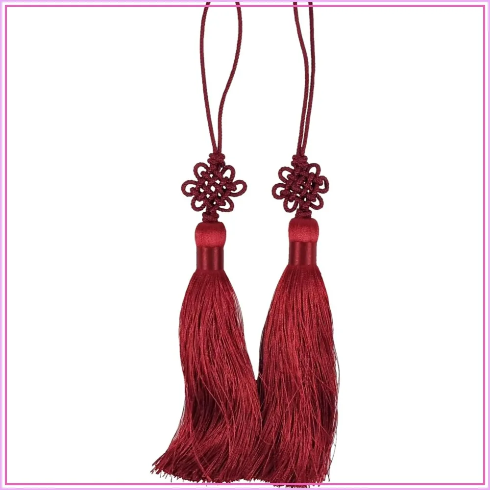 Mini Korean Silk Knot Norigae Set - 2 Pack Traditional Tassel Charms in 12 Colors - Decorative Hanbok Accessories