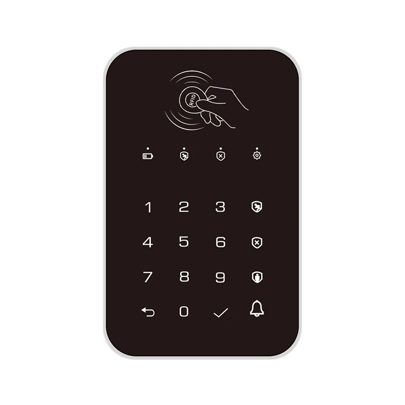 CPVAN 433Mhz Wireless Touch Keyboard with 2pcs RFID card For Tuya Smart Home Security Alarm System Arm/Disarm Password Keypad