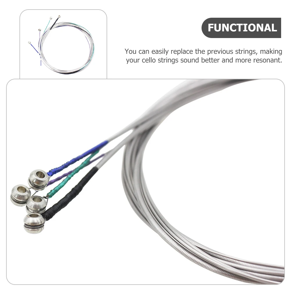 

1 Set 4-String Violoncello Strings Replacement Durable Cello String Accessories Practical Metal Wire Resonant Sound Repair Tool