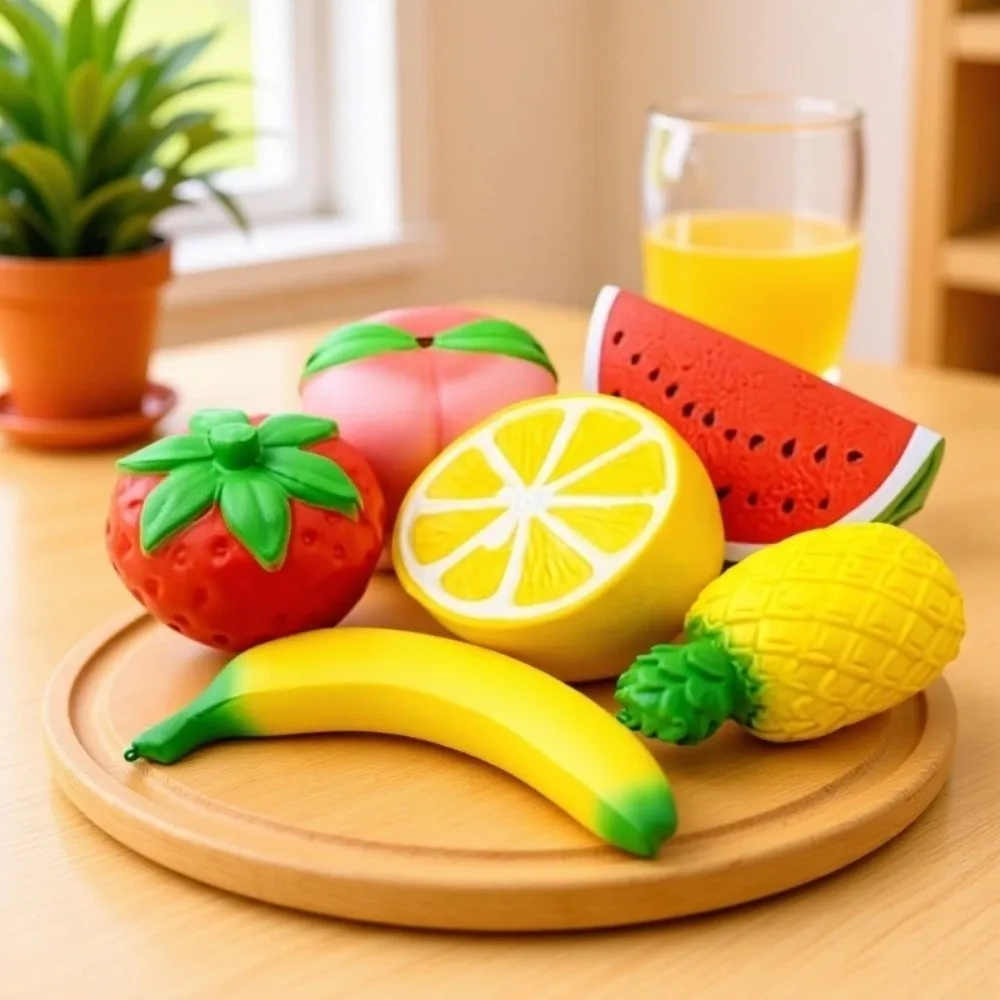 Jumbo Stress Ball Strawberry Banana Peach Non-Toxic Squishy Slow Rising Toy Banana Peach Scent Soft Anti-Anxiety Fidget Toy