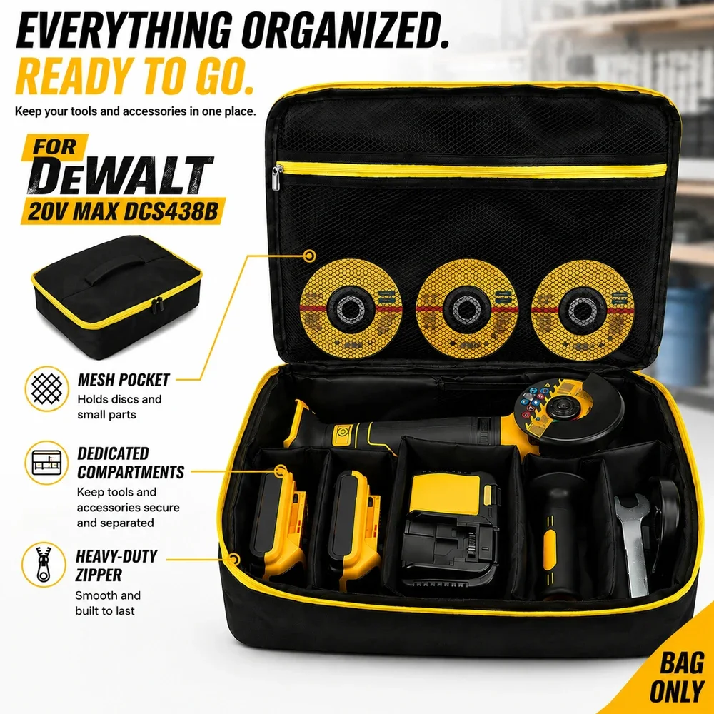 Cut Off Tool Storage Bag For DEWALT 20V MAX DCS438B Carry Case Tool Organizer Fits Battery Charger Cutting Wheels Oxford Bag